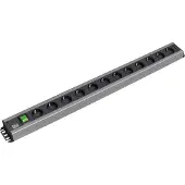 Bachmann stekkerdoos 12x geaard contact, met schakelaar, 2 m