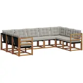 vidaXL Buiten bank set 9 st Natuurlijk en Licht Grijs