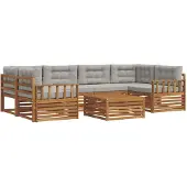 vidaXL Buiten bank set 7 st Natuurlijk en Licht Grijs