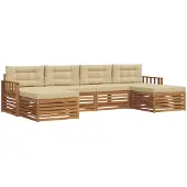 vidaXL Buiten bank set 6 st Natuurlijk en Beige Massief Acacia Hout