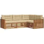 vidaXL Buiten bank set 4 st Natuurlijk en Beige