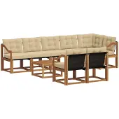 vidaXL Buiten bank set 9 st Natuurlijk en Beige