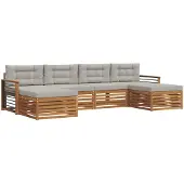 vidaXL Buiten bank set 6 st Naturel en lichtgrijs Massief Acacia Hout