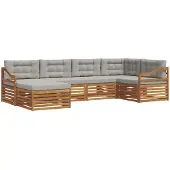 vidaXL Buiten bank set 6 st Natuurlijk en Licht Grijs