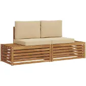 vidaXL 2 st Buiten bank set Massief Acacia Hout en Polyester
