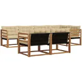 vidaXL Buiten bank set met kussen 7 pcs Natuurlijk en Beige