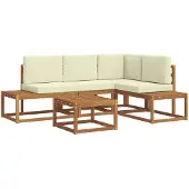 vidaXL 5 st Buiten bank set Massief Acacia Hout en Polyester