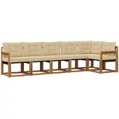 vidaXL Tuinset met 6 zitplaatsen, natuurlijke en beige kleuren