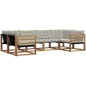 vidaXL Buiten bank set 6 st Naturel en lichtgrijs