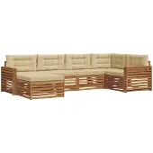 vidaXL Buiten bank set 6 st Natuurlijk en Beige