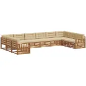 vidaXL Sofa-Sets 5 st Natuurlijk en Beige Massief Acacia Hout