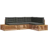 vidaXL 5 st Buiten bank set Massief Acacia Hout en Polyester
