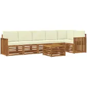 vidaXL Buiten bank set 7 st Natuurlijk en Crème Polyester