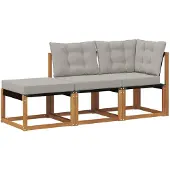 vidaXL 3 st Modulaire buitensofa-eenheden Natuurlijk en Licht Grijs
