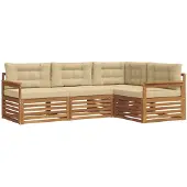vidaXL Buiten bank set 4 st Natuurlijk en Beige