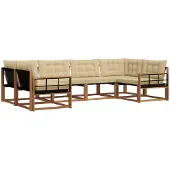 vidaXL Buiten bank set 6 st Natuurlijk en Beige