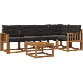 vidaXL Buiten bank set 6 st Naturel en Zwart
