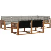 vidaXL Buiten bank set 7 st Naturel en lichtgrijs