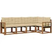 vidaXL Buiten bank set 5 st Natuurlijk en Beige