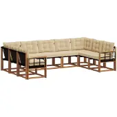 vidaXL Buiten bank set 9 st Natuurlijk en Beige