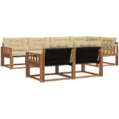 vidaXL Buiten bank set met kussen 7 pcs Natuurlijk en Beige