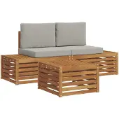 vidaXL Buiten bank set Natuurlijk en Licht Grijs 59 x 59 x 37 cm