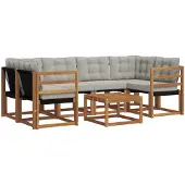 vidaXL Buiten bank set 7 st Natuurlijk en Licht Grijs