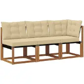 vidaXL 3 st Outdoor Midden- en Hoekbank Naturel