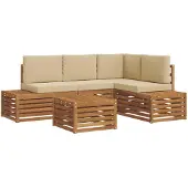 vidaXL 5 st Buiten bank set Massief Acacia Hout en Polyester