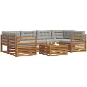 vidaXL Buiten bank set 7 st Natuurlijk en Licht Grijs