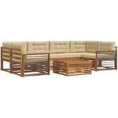 vidaXL Buiten bank set 7 st Natuurlijk en Beige