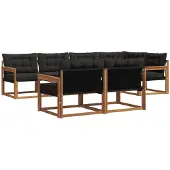 vidaXL Buiten bank set 7 st Naturel en Zwart