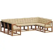 vidaXL Buiten bank set 9 st Natuurlijk en Beige