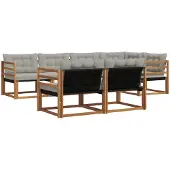vidaXL Buiten bank set 7 st Naturel en lichtgrijs