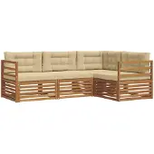 vidaXL Buiten bank set 4 st Natuurlijk en Beige