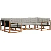 vidaXL Buiten bank set 6 st Naturel en lichtgrijs
