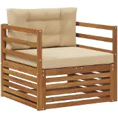 vidaXL Buitensofa Massief Acacia Hout en Polyester Natuurlijk en Beige