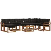 vidaXL Buiten bank set 9 st Naturel en Zwart