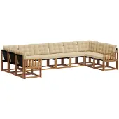 vidaXL Buiten bank set 10 st Natuurlijk en Beige