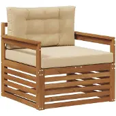 vidaXL Buitensofa Massief Acacia Hout en Polyester Natuurlijk en Beige
