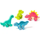 MOLTO Dinosaurussen-set, van hout, meerkleurig, geschikt voor kinderen van 3-6 jaar, meerkleurig, geschikt voor kinderen van 3-6 jaar