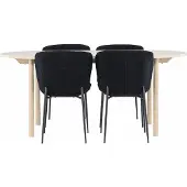 Ebuy24 Andy eethoek tafel 90x180cm en 4 teddy stoelen whitewash.