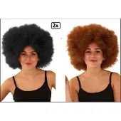 Partyxplosion 2x Super Afro pruik zwart en bruin