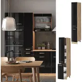 Vicco Apotheekkast R-Line Zwart hoogglans 30 cm, Model 41142