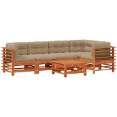 vidaXL Tuin loungeset, 6 stuks, wasbruin, massief grenenhout