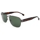 HUGO BOSS Matte Ruthenium Dark Havana Legs Groene Zonnebril met Glazen