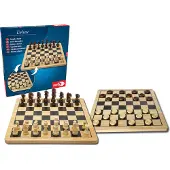 Noris Schaken En Dammen Deluxe Hout 2-In-1 - Bordspel