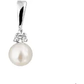 Trendjuwelier huiscollectie Hanger Zilver parel en met zirkonia