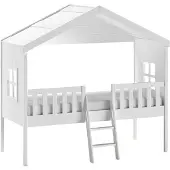 Vipack Housebed Huisbed met Ladder 90 x 200 - Wit