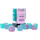 Chessex Gemini Gel Green-Pink/blue Luminary D6 16mm Dobbelsteen Set (12 stuks)